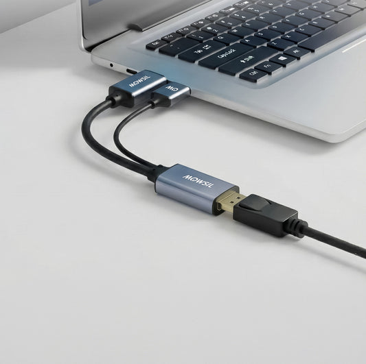 Mowsil HDMI to DisplayPort Adapter with USB Power, 4K@60Hz HDMI Male to DP Female Converter, Active Video Adapter for Monitor, Projector & Desktop PC, Plug & Play Aluminum Build