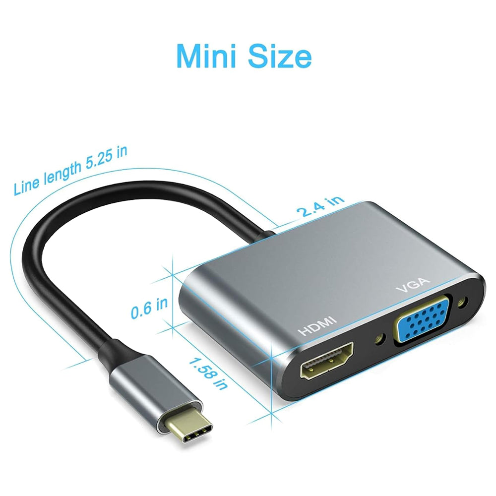 محول Mowsil USB-C إلى HDMI+VGA