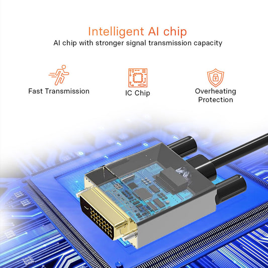 كابل مووسيل DisplayPort إلى DVI-D | محول عالي السرعة بدقة 4K بمعدل 30 هرتز، مطلي بالذهب من ذكر إلى ذكر | شاشة كمبيوتر شخصي، تلفزيون