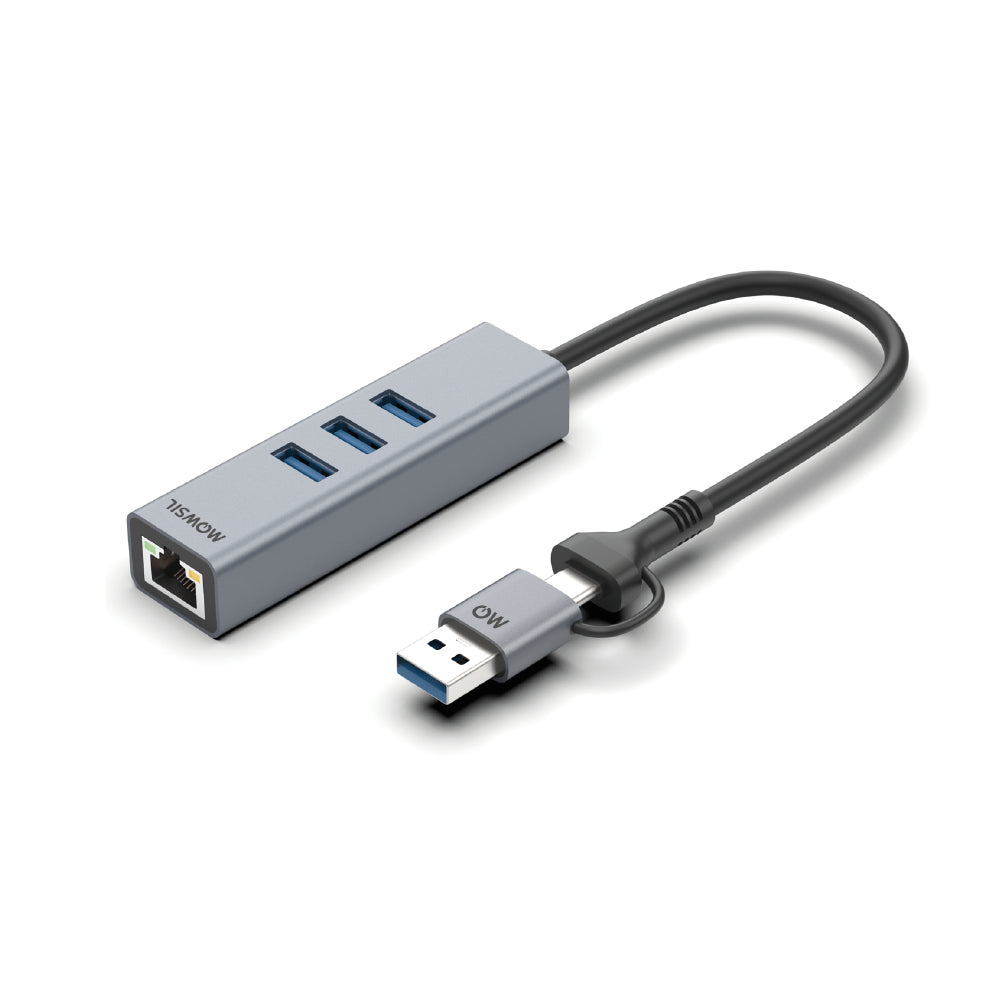 USB إلى LAN مع موزع 3 منافذ Type-C+USB
