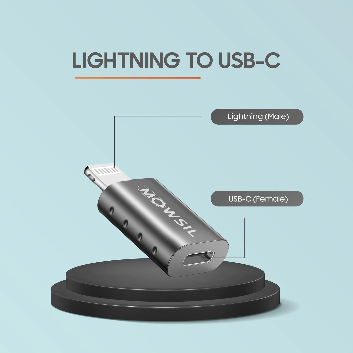 محول Mowsil Lightning ذكر إلى USB C أنثى لجهاز iPhone OTG