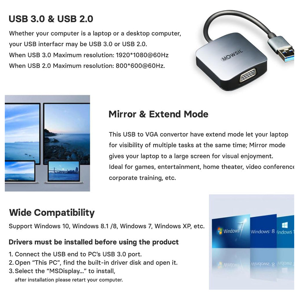 shop Mowsil USB to VGA Adapter dubai