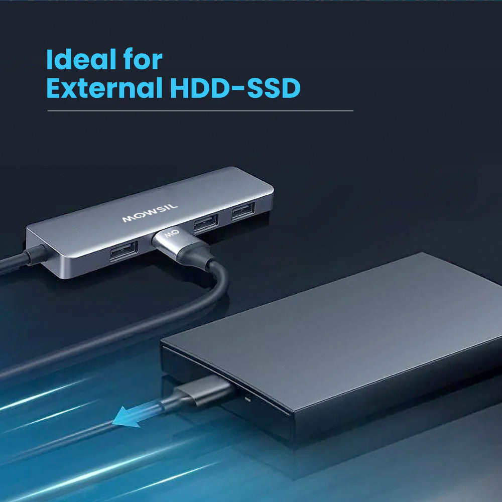 Mowsil Type C 4 Port USB 3.0 +PD-C HUB dubai