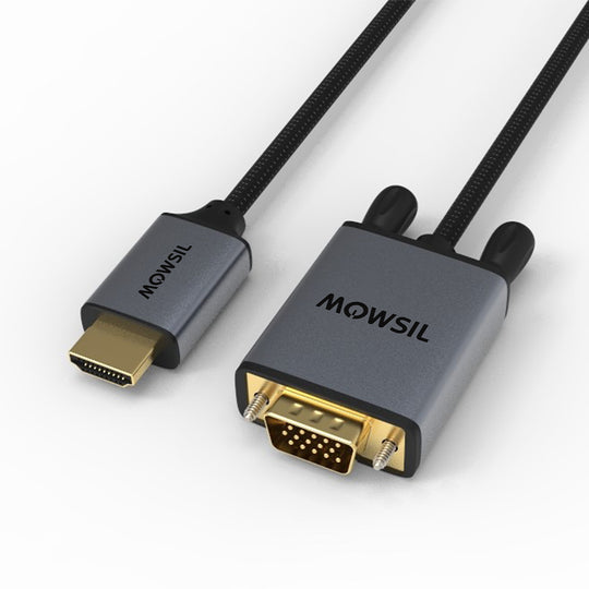 Mowsil HDMI to VGA Cable – 1080p@60Hz, Gold-Plated Connectors, Durable Design, Compatible with PC, Laptop