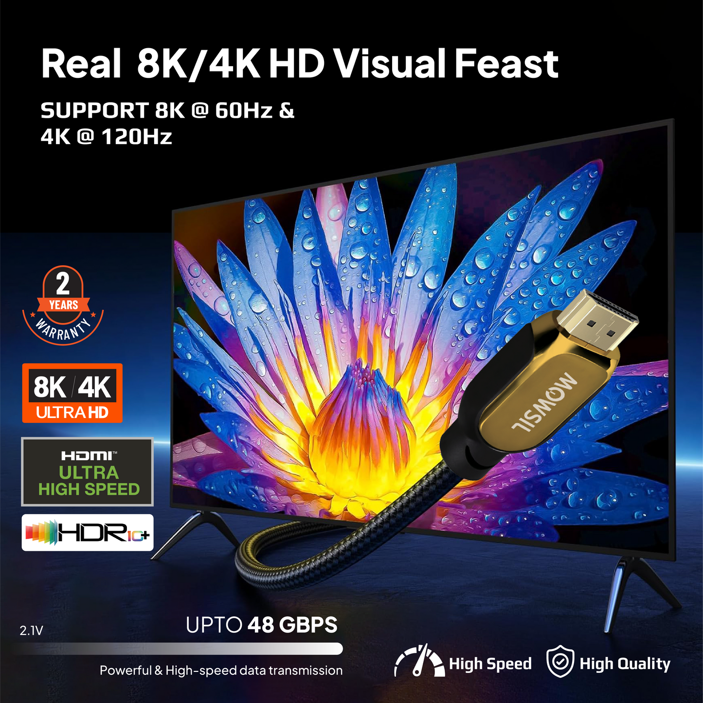كابل Mowsil HDMI 8K 60Hz 2.1