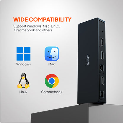 مفتاح Mowsil HDMI KVM ثنائي المنفذ بدقة 4K@60Hz - مشاركة لوحة مفاتيح USB والفأرة والشاشة بين جهازي كمبيوتر/كمبيوتر محمول