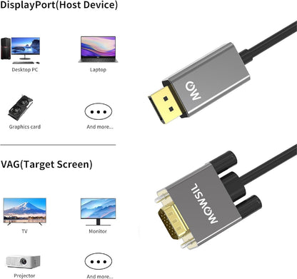 كابل مووسيل من DP إلى VGA بطول 2 متر