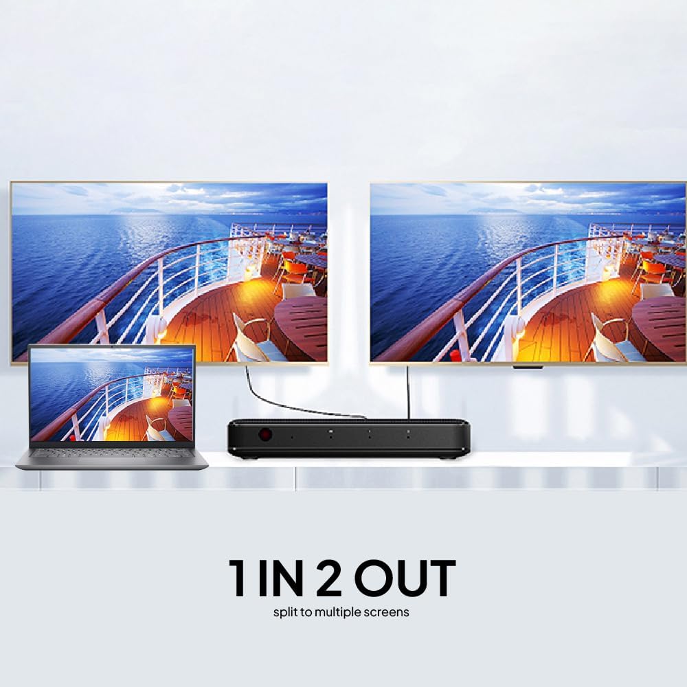 MOWSIL HDMI splitter setup mirroring one laptop to two displays