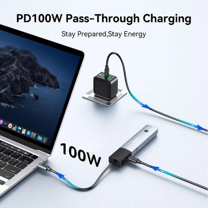موزع USB C من Mowsil 6 في 1 مع مفتاح HDMI
