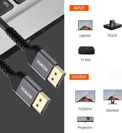 كابل Mowsil DP 4K 60Hz 1.2 مضفر