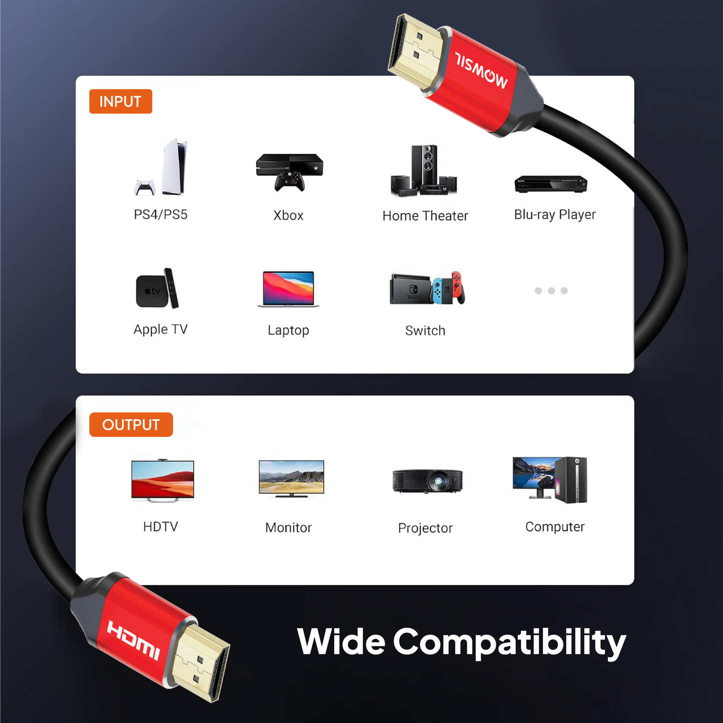 كابل Mowsil 4k@30Hz 1.4 HDMI