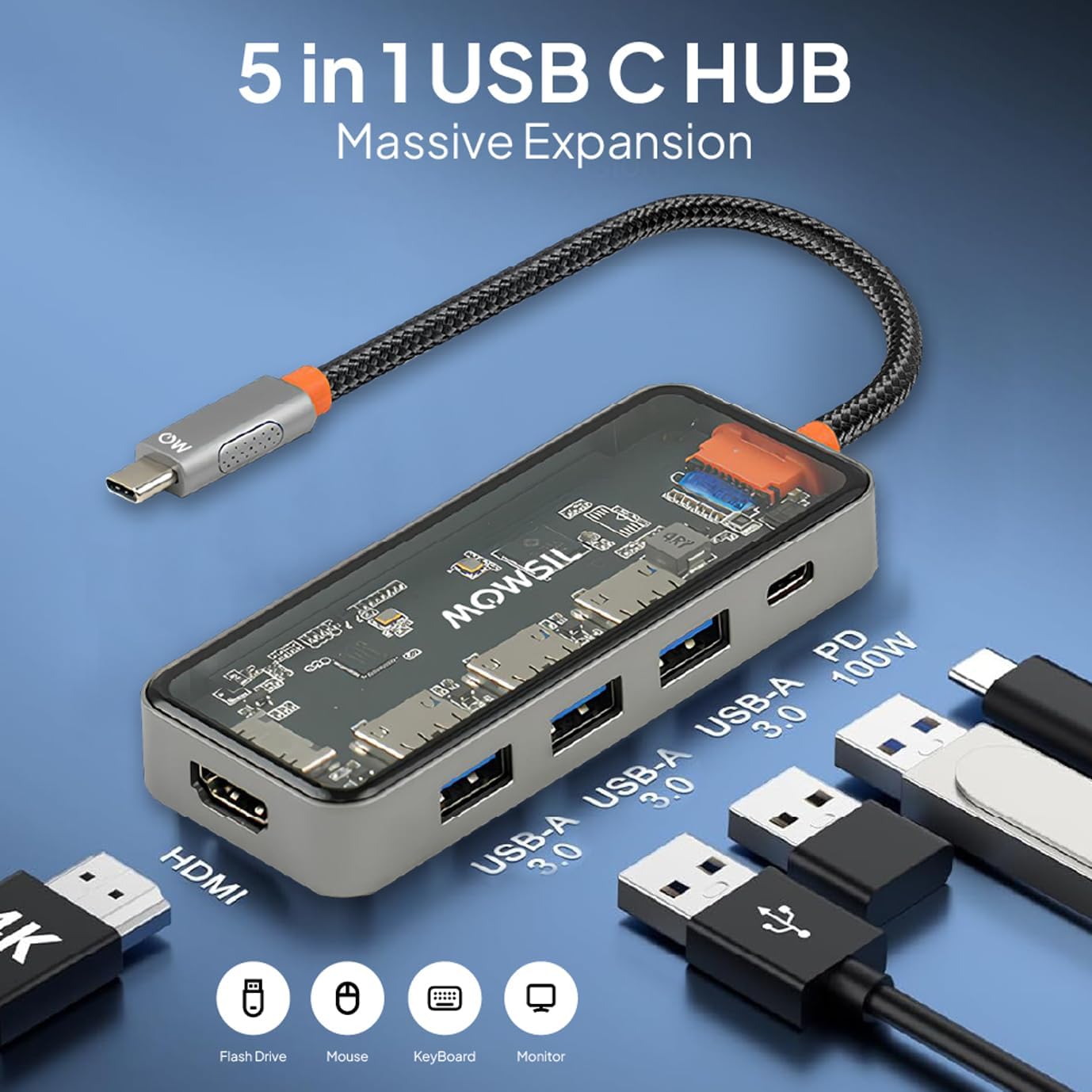 Mowsil USB-C Hub 5 IN 1 Type-C