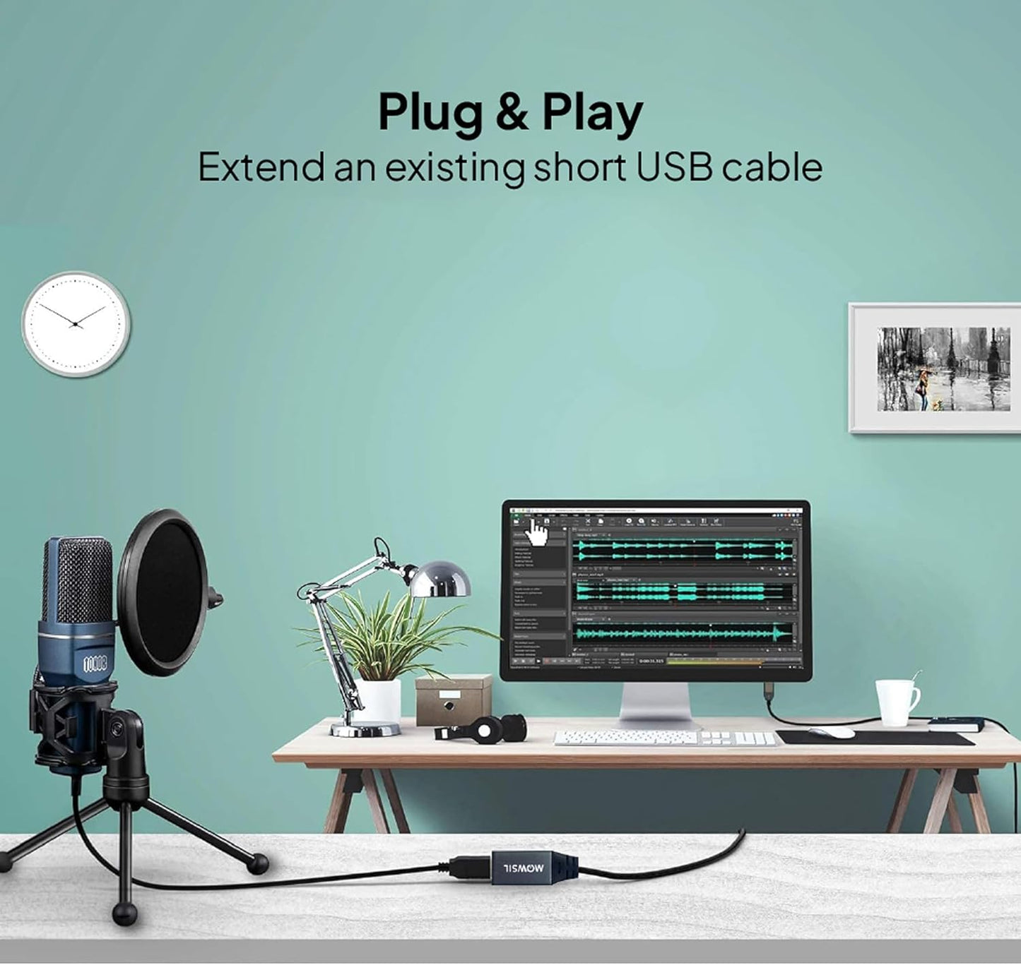 كابل تمديد USB 3.0 من Mowsil يعمل بمنفذ USB