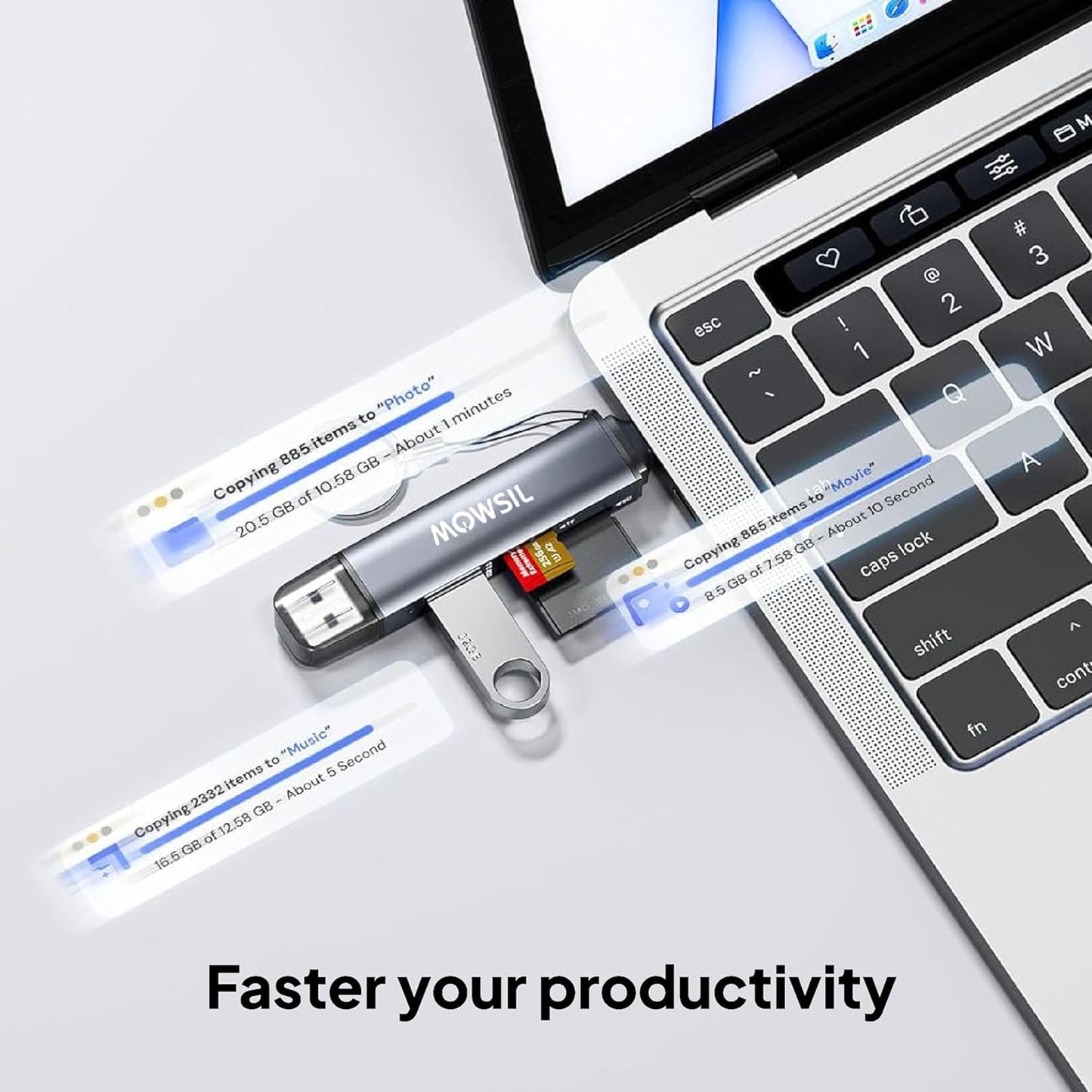 Mowsil SD Card Reader USB 3.0USB C OTG Dual Slot Memory Card Adapter