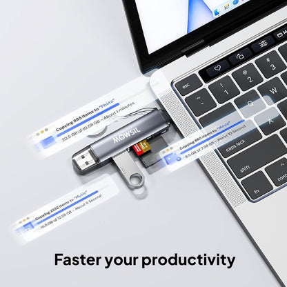 Mowsil SD Card Reader USB 3.0USB C OTG Dual Slot Memory Card Adapter