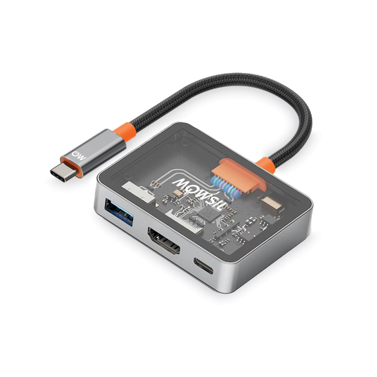 Mowsil USB-C to HDMI Multiport Adapter – 4K@60Hz, USB-A 5Gbps & 100W PD, Zinc Alloy 3-in-1 Dock for MacBook