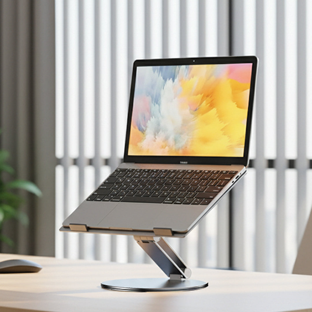 Mowsil Adjustable Laptop Stand for Desk & Tablet – Foldable Aluminium Alloy Stand, Ergonomic Height Adjustment, Anti-Slip Silicone Grip, Portable & Lightweight for Home, Office & Travel
