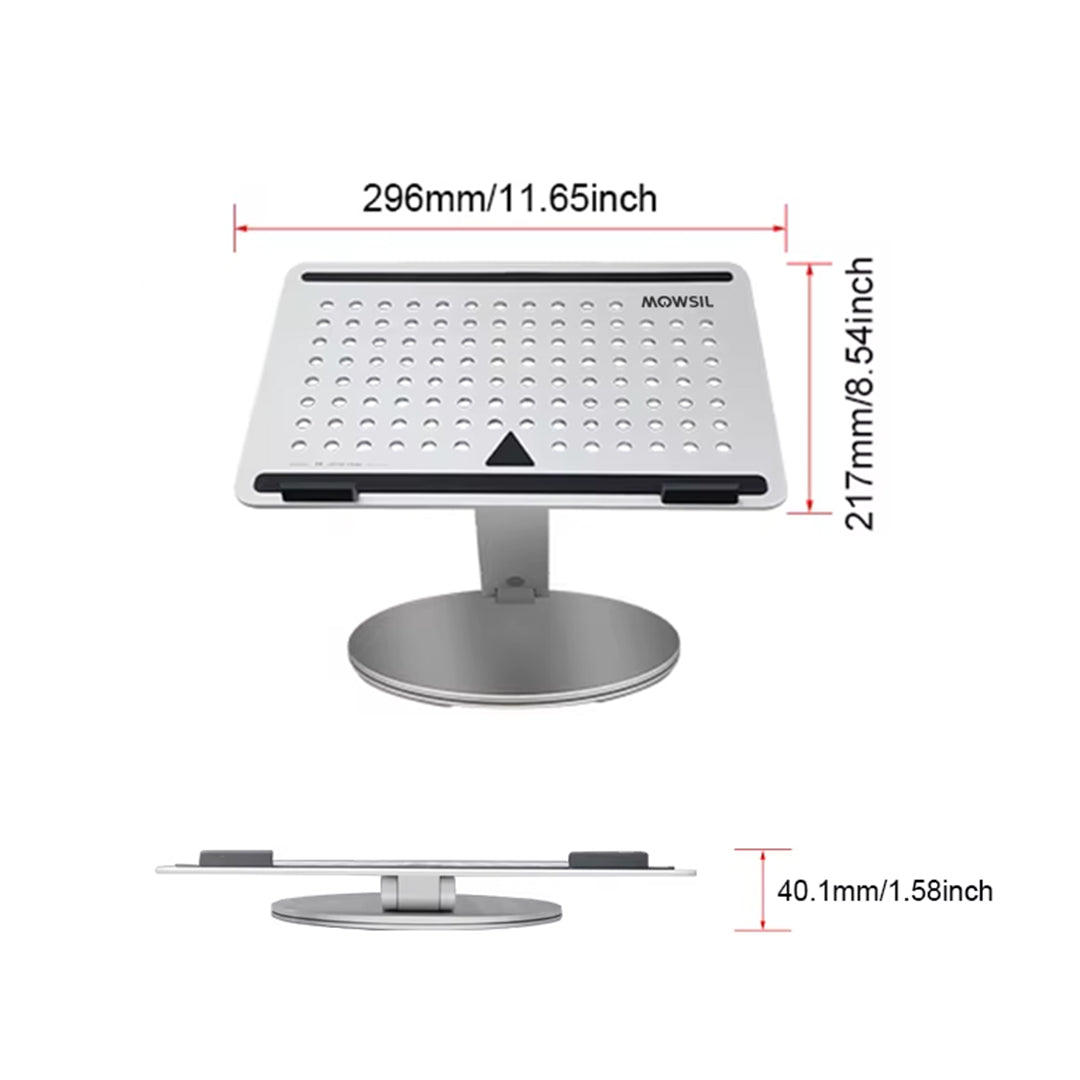 Mowsil Adjustable Laptop Stand for Desk & Tablet – Foldable Aluminium Alloy Stand, Ergonomic Height Adjustment, Anti-Slip Silicone Grip, Portable & Lightweight for Home, Office & Travel