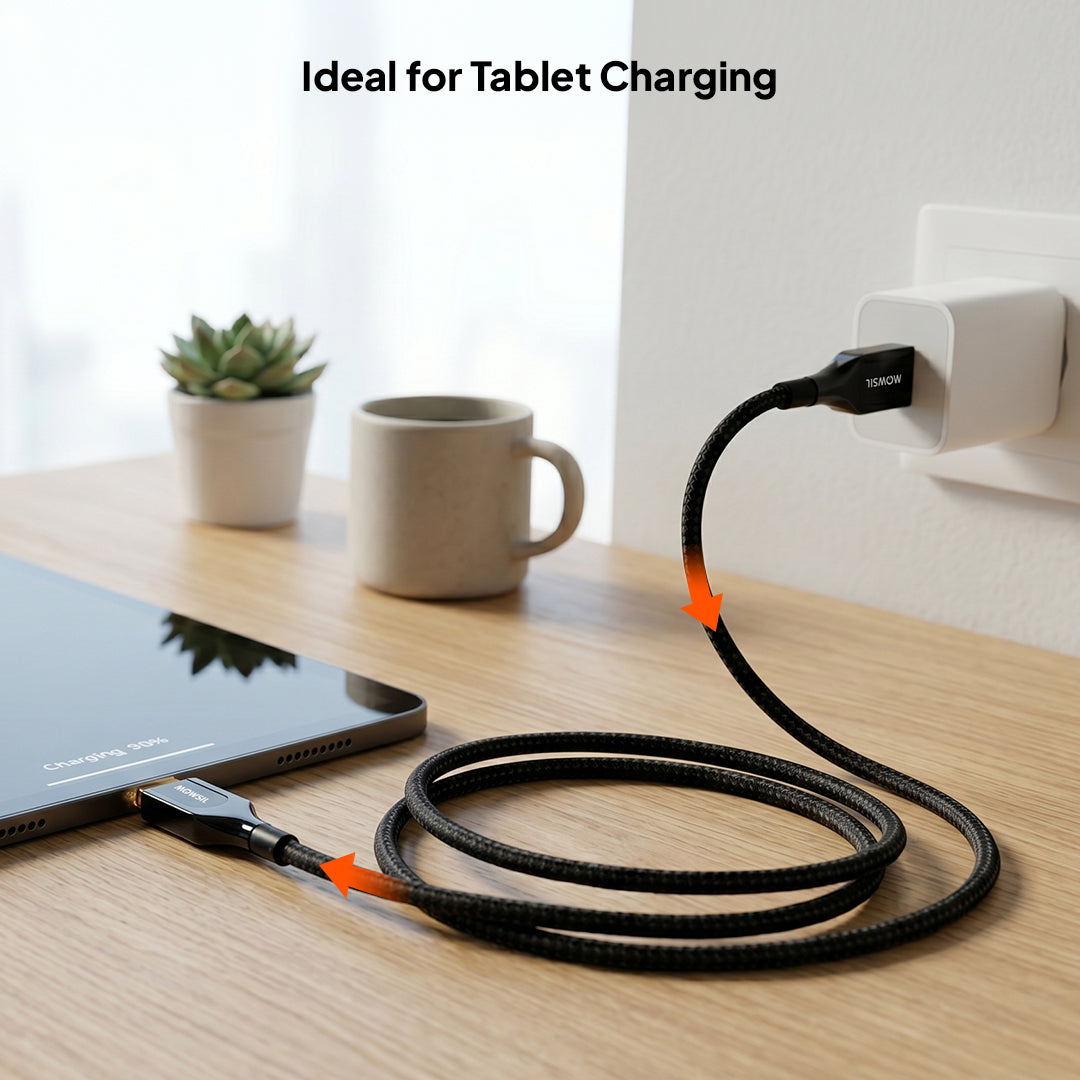 Mowsil USB-C to USB-C PD Fast Charging Cable 100W Type-C Cable, 480Mbps Data Transfer, Zinc Alloy, Nylon Braided for USB-C Phones, Tablets, Laptops