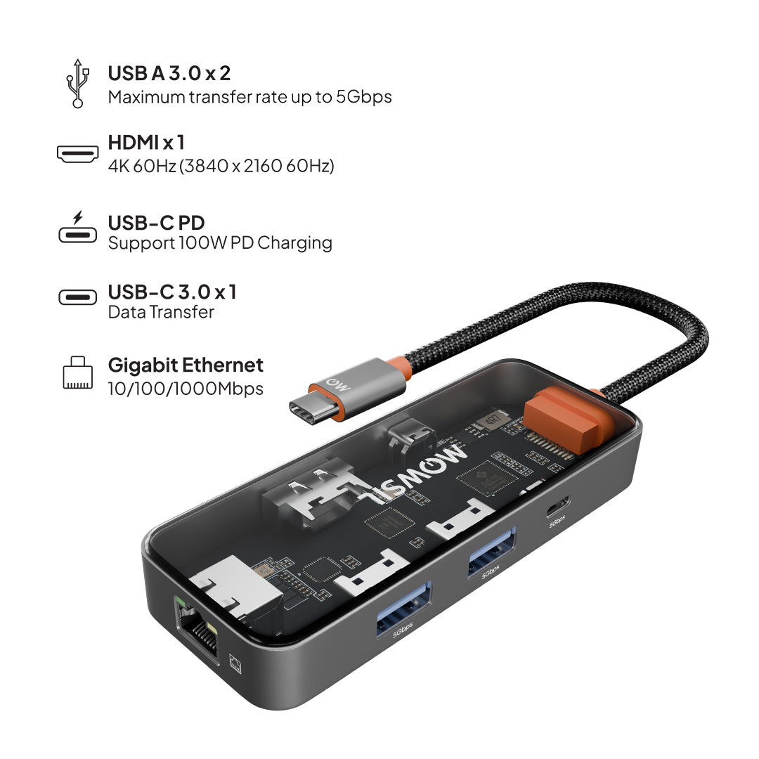 Mowsil 6-in-1 USB-C Hub