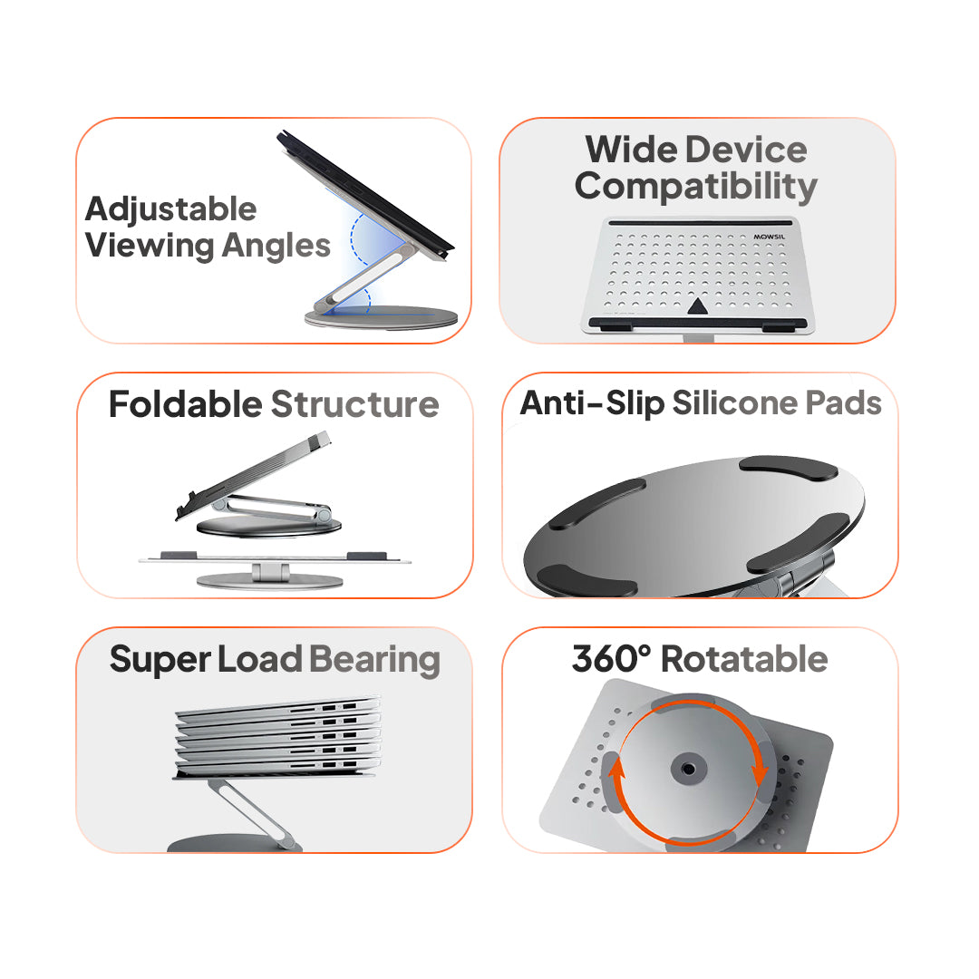 Mowsil Adjustable Laptop Stand for Desk & Tablet