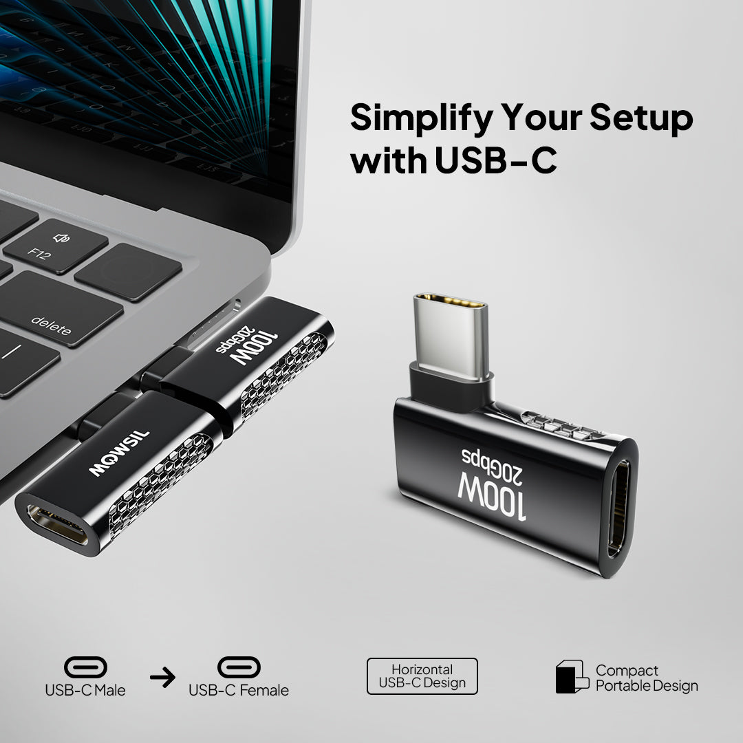 USB-C 90 Horizontal 8K Adapter (Male to Female) 2 Pack
