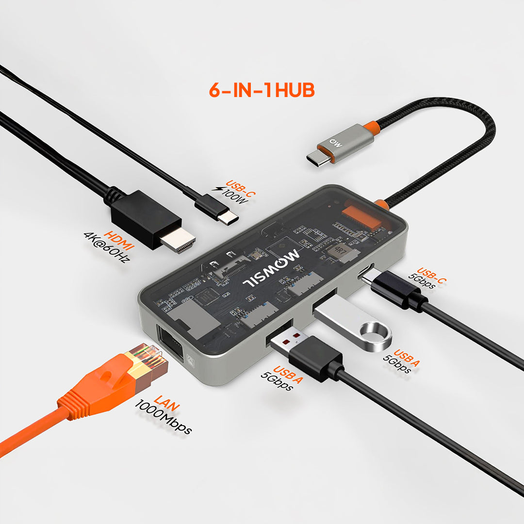 Mowsil 6-in-1 USB-C Hub