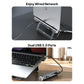 حامل الكمبيوتر المحمول Mowsil مع موزع USB-C 8 في 1، حامل كمبيوتر محمول قابل للتعديل من الألومنيوم