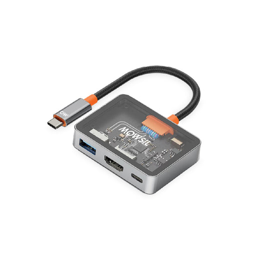 موزع Mowsil USB-C 3 في 1 (من النوع C إلى USB وPD وHDMI)