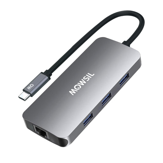 Mowsil 6-in-1 USB-C Hub Docking Station | 4K@60Hz HDMI, 100W PD, RJ45, 3×USB 3.0 & USB-C Data | MacBook iPad