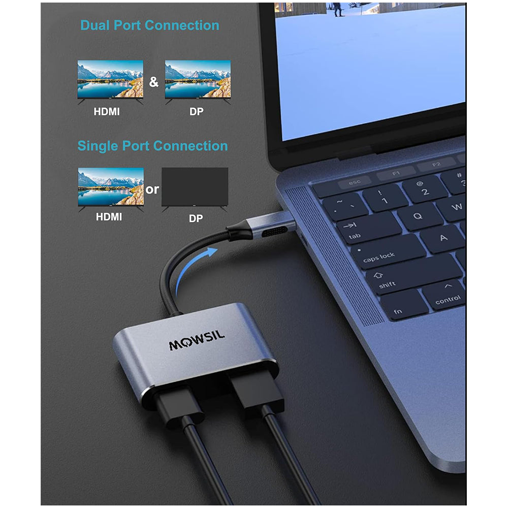 محول Mowsil USB-C إلى HDMI مزدوج 4K