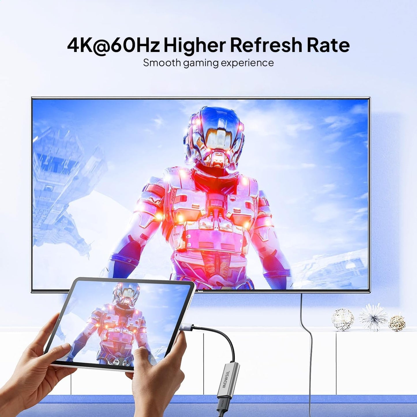 Mowsil USB-C to HDMI Adapter – 4K@60Hz, Aluminum Alloy, High-Speed Converter for MacBook, Laptop & iPad