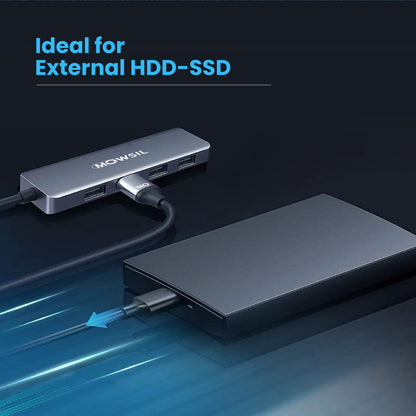 موزع مووسيل من النوع سي بأربعة منافذ USB 3.0 +PD-C