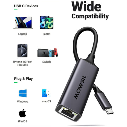 محول Mowsil USB-C إلى Lan Gigabit RJ45