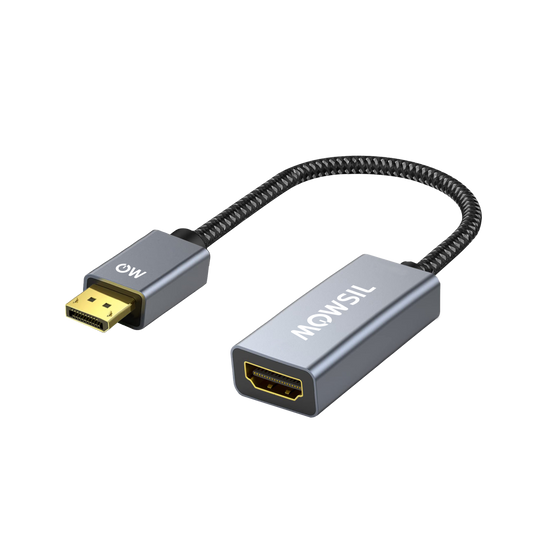 Mowsil DisplayPort to HDMI Adapter | 4K@60Hz, Gold-Plated, Aluminum Alloy, Plug & Play | Monitor TV Converter