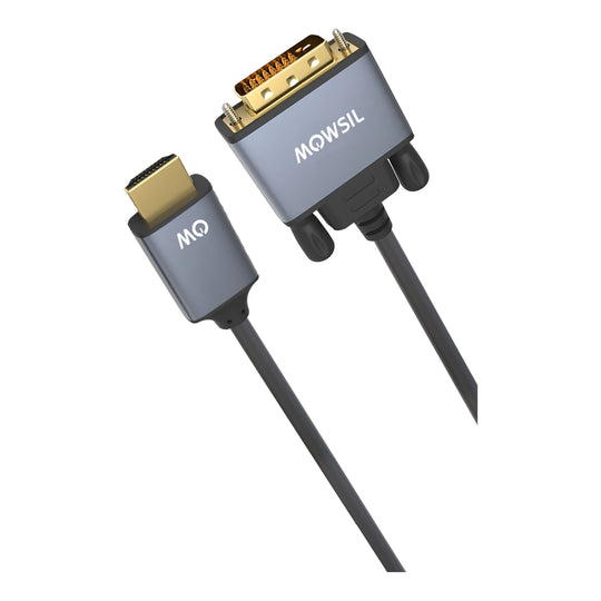 Mowsil HDMI to DVI-D Cable – Full HD 1080p@60Hz, Gold-Plated Connectors, Durable Design, Compatible with PC & Monitor