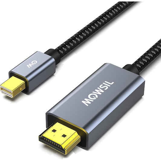 كابل Mowsil Mini DisplayPort إلى HDMI - 4K بتردد 30 هرتز، موصلات مطلية بالذهب، محول عالي السرعة لأجهزة Mac والشاشات