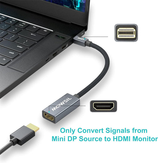 محول موسيل ميني ديسبلاي بورت إلى HDMI - 4K@60Hz، مطلي بالذهب، توصيل وتشغيل لأجهزة ماك بوك، والكمبيوتر الشخصي، والتلفزيون