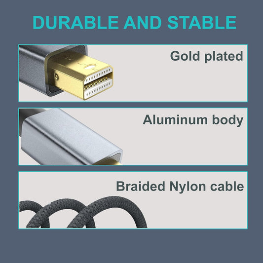 محول Mowsil Mini DisplayPort إلى HDMI وVGA - 4K HDMI و1080p VGA، محول مطلي بالذهب، التوصيل والتشغيل (