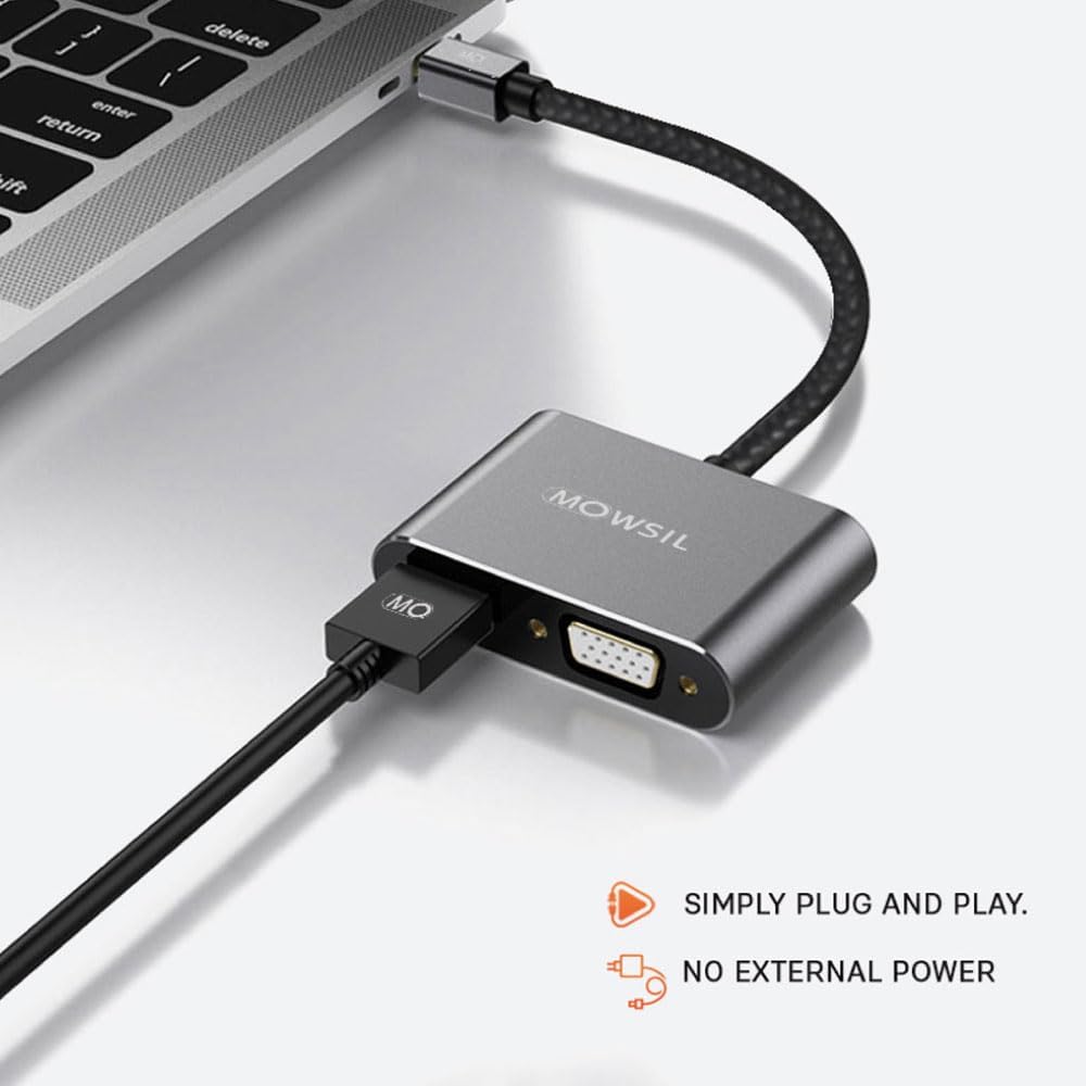 محول Mowsil Mini DP إلى VGA+HDMI