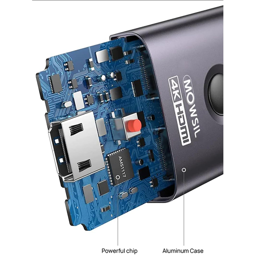 مفتاح Mowsil HDMI 2 في 1 مخرج 4K@60Hz