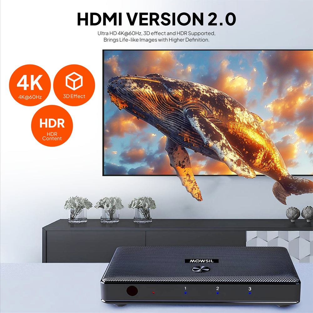 مفتاح HDMI 3 في 1 مخرج 4K