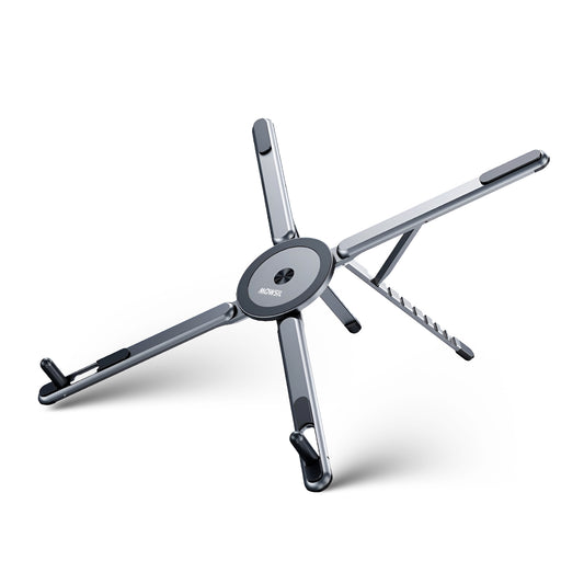 Mowsil 3-in-1 Magnetic Universal Laptop, Tablet & Phone Stand with Foldable aluminum alloy Desktop Holder, Adjustable Heights & Viewing Angles for MacBook, iPad, iPhone, Surface & More