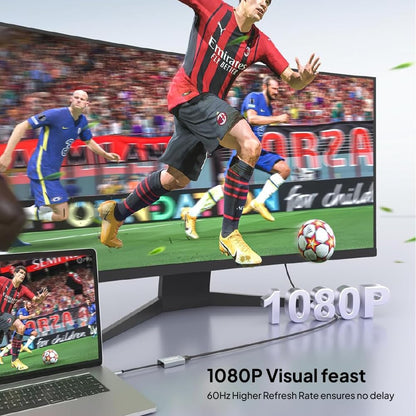 محول Mowsil USB إلى HDMI - محول USB 3.0، دقة 1080 بكسل عالية الوضوح، هيكل من الألومنيوم، توصيل وتشغيل لأجهزة الكمبيوتر الشخصية والكمبيوتر المحمول 