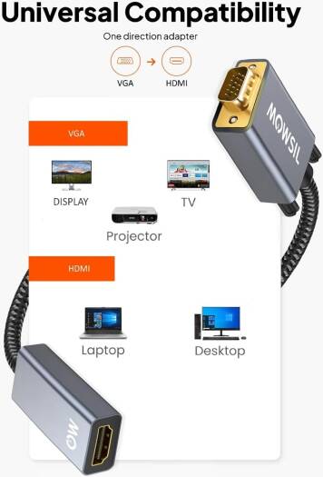 محول موسيل VGA إلى HDMI بدقة 4K@60Hz