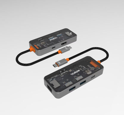 Mowsil 6-in-1 USB-C Hub Docking Station | 4K@60Hz HDMI, 100W PD, RJ45, 2×USB 3.0 & USB-C Data | MacBook iPad