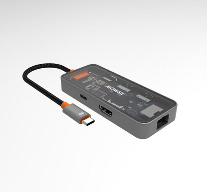 Mowsil 6-in-1 USB-C Hub Docking Station | 4K@60Hz HDMI, 100W PD, RJ45, 2×USB 3.0 & USB-C Data | MacBook iPad