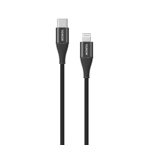 Mowsil USB-C to Lightning Cable 1.2M, PD Fast Charging & 480Mbps Data Transfer, Nylon Braided Aluminum Alloy Type-C to Lightning Cable for iPhone & iPad, Black