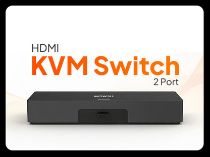 Mowsil HDMI KVM Switch 2 Port 4K@60Hz – Share USB Keyboard, Mouse & Monitor Between 2 PCs/Laptops