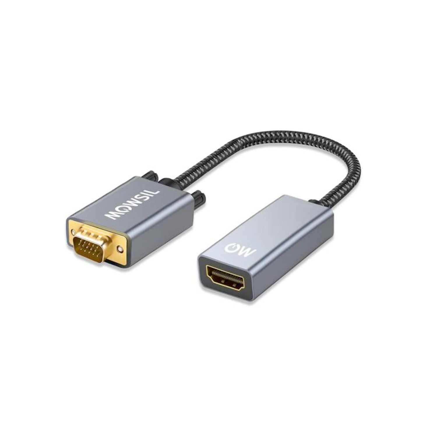 Mowsil VGA to HDMI Adapter 1080p@60Hz | Gold-Plated Aluminum Alloy Converter for PC, Laptop & Projector